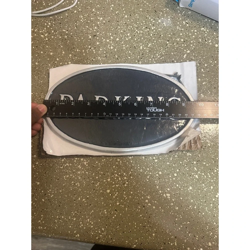 Oval Black Parking Sign Metal‎ Address Plaque Home Decor Rustic Driveway
